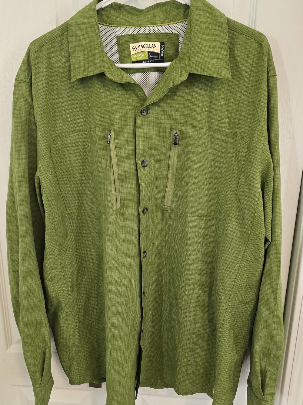 Magellan Outdoors Lightweight Olive Green Button-Front Shirt Jacket